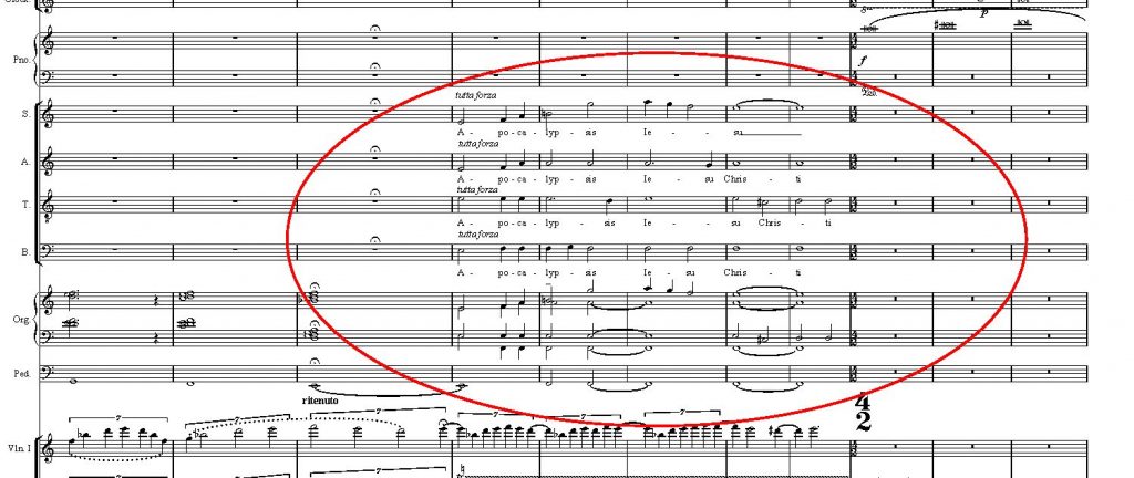 Jeschuld - Partitura Apocalypsis Iesu, tema principal